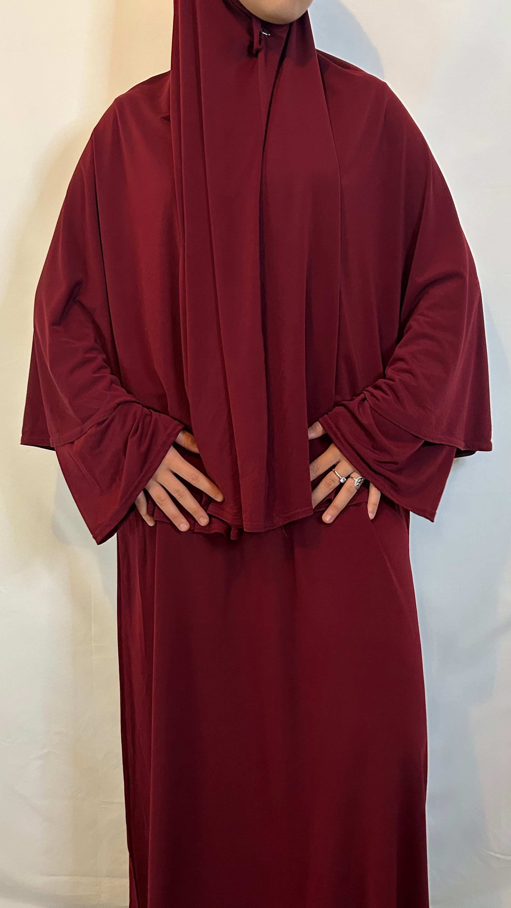 SET ABAYA KHIMAR JERSEY PREMIUM BURGUNDY